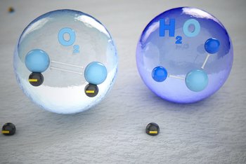 <p>Tlen z ładunkiem ujemnym spotyka w powietrzu molekuły wody.</p>